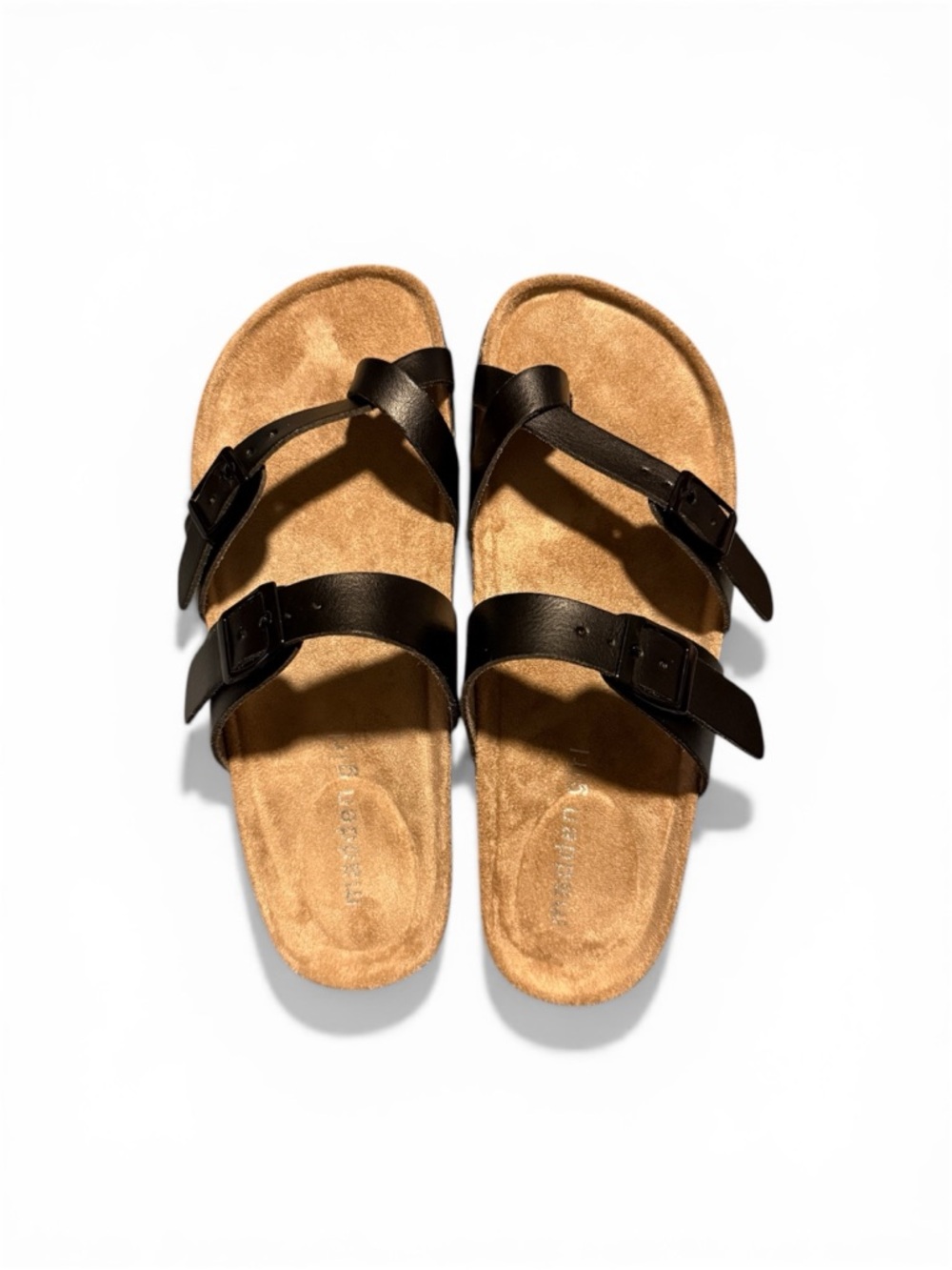 Madden Girl Black Strappy Cork Footbed Sandals